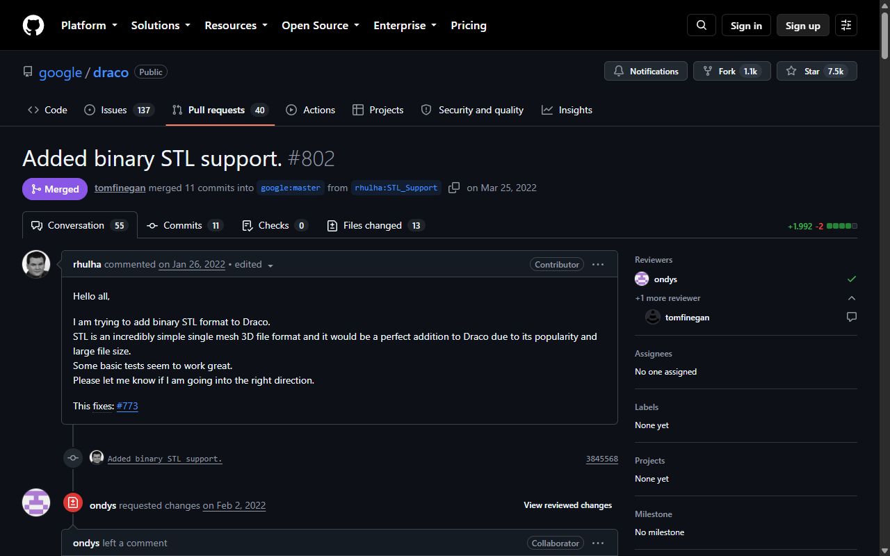 Google Draco STL support pull request