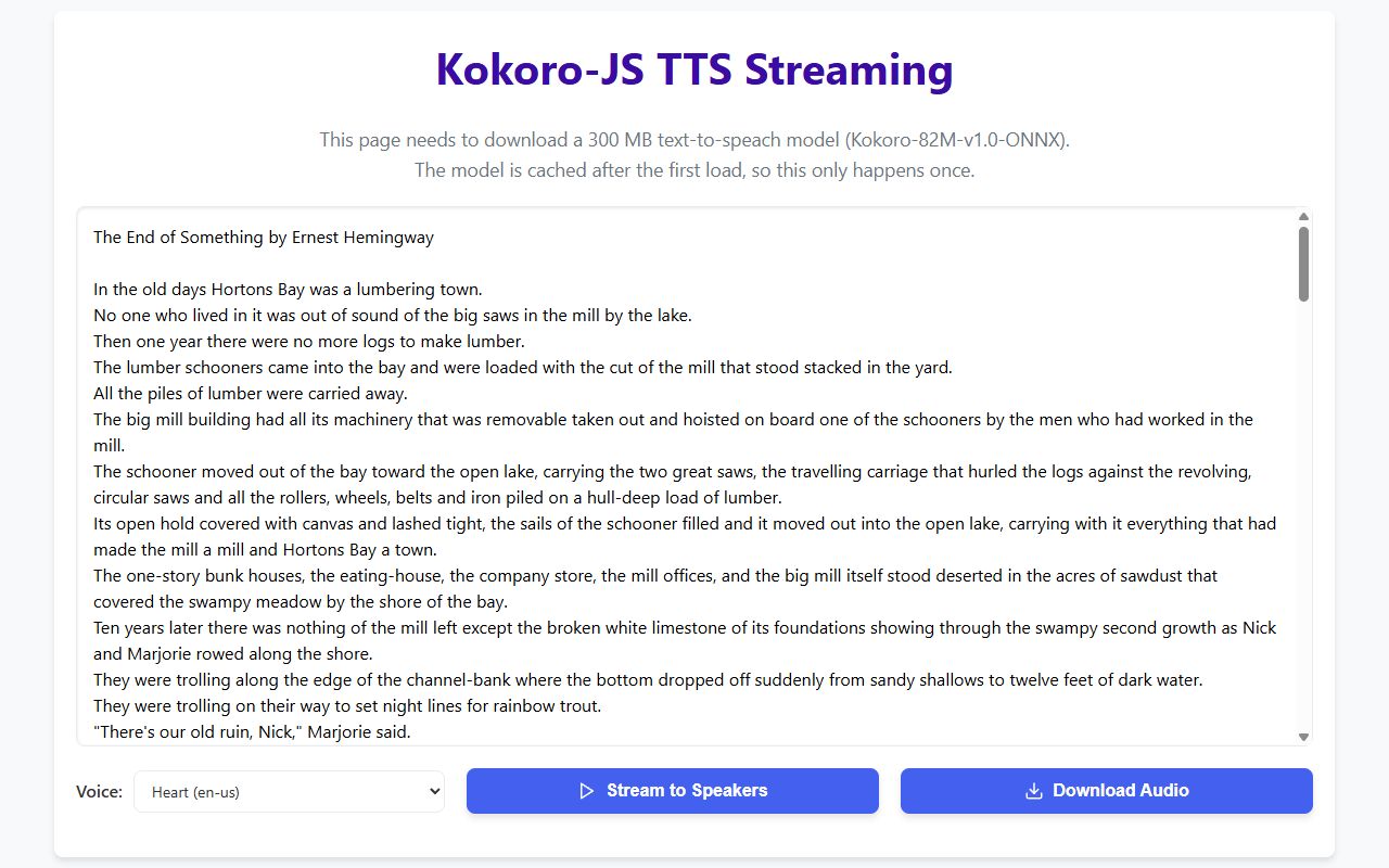 Kokoro-JS TTS Streaming