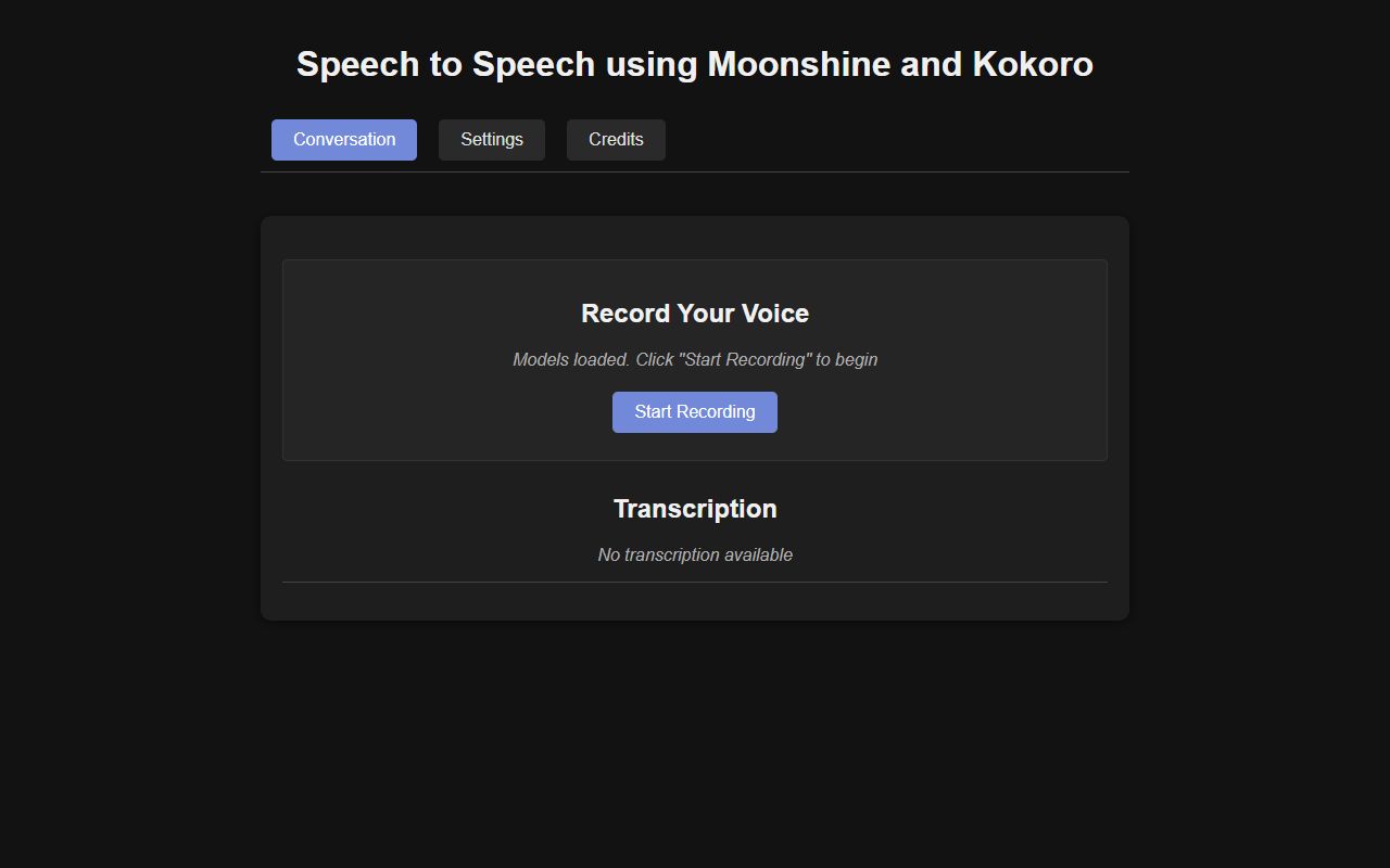 Speech to Speech web app